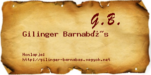 Gilinger Barnabás névjegykártya